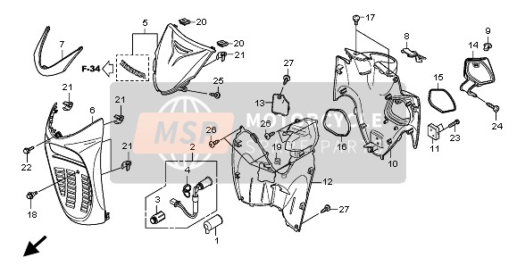 Honda SH300A 2010 ABDECKUNG VORNE für ein 2010 Honda SH300A